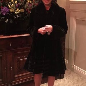 Authentic Fur Coat. Black Ranch Mink Swing Coat